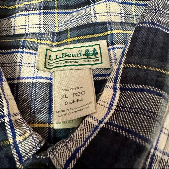 LL Bean Mens Sz XL Blue Tartan Plaid Flannel Button Up Shirt Lumberjack Maine - Picture 8 of 12